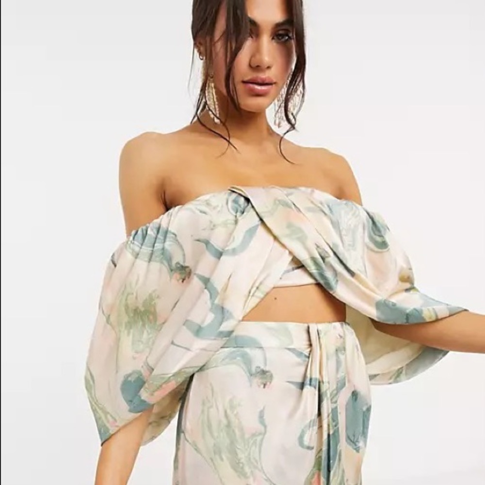 ASOS EDITION drape off shoulder top